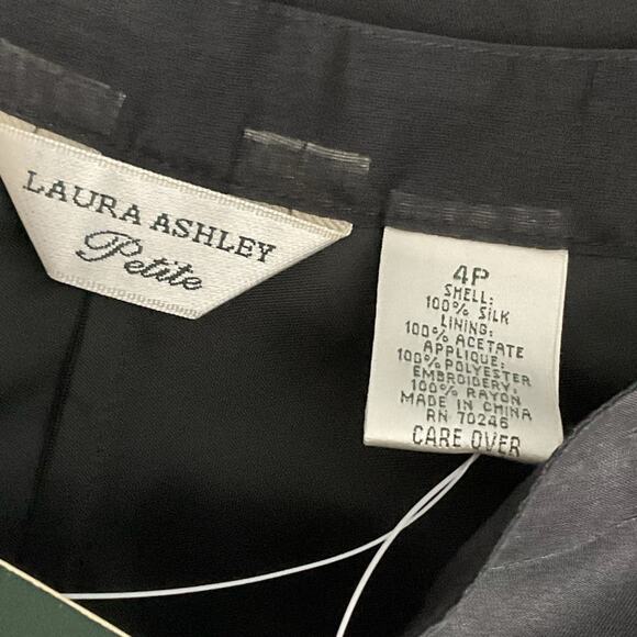 Laura Ashley Black Silk A Line Chiffon Tulle Midi Skirt 4P 4 Whimsigoth NEW NWT - Picture 7 of 11